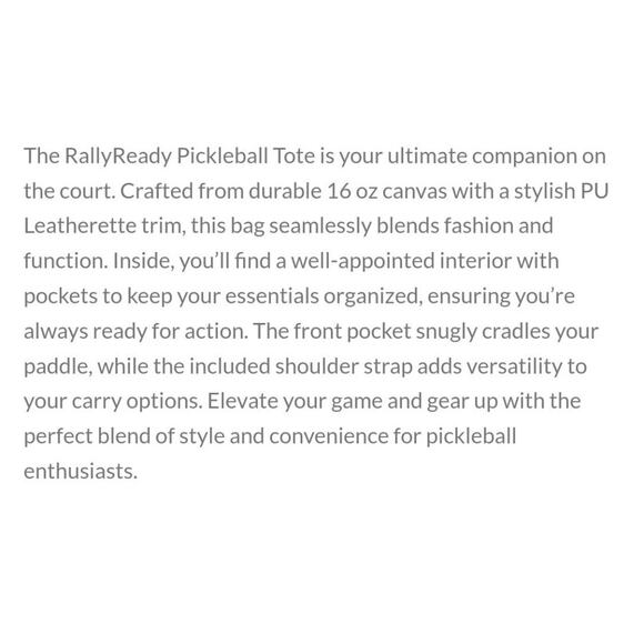 Google Pickleball Canvas Tote Bag threads by Peerless With Shoulder Strap New - Picture 4 of 4